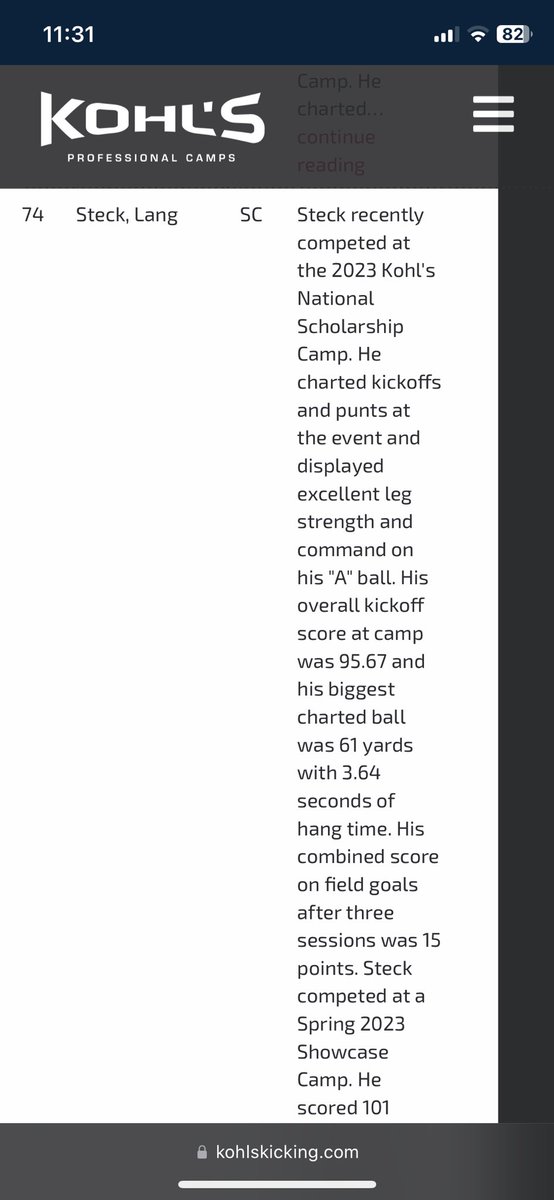 Grateful to be a 4.5 ⭐️ kicker and ranked 74th in the nation and 4th in the state! <a href="/GregPort17/">Greg Porter</a> <a href="/train0187/">TRAINBUILT PERFORMANCE</a> <a href="/joshabrams8/">Joshua Abrams</a> <a href="/KohlsKicking/">Kohl's Kicking Camps</a> <a href="/CoachGiugliano/">Anthony Giugliano</a> @DavFB_CoJack <a href="/WendyLaurent55/">Wendy Laurent</a> <a href="/Coach_McCorkle/">Sammy McCorkle</a>