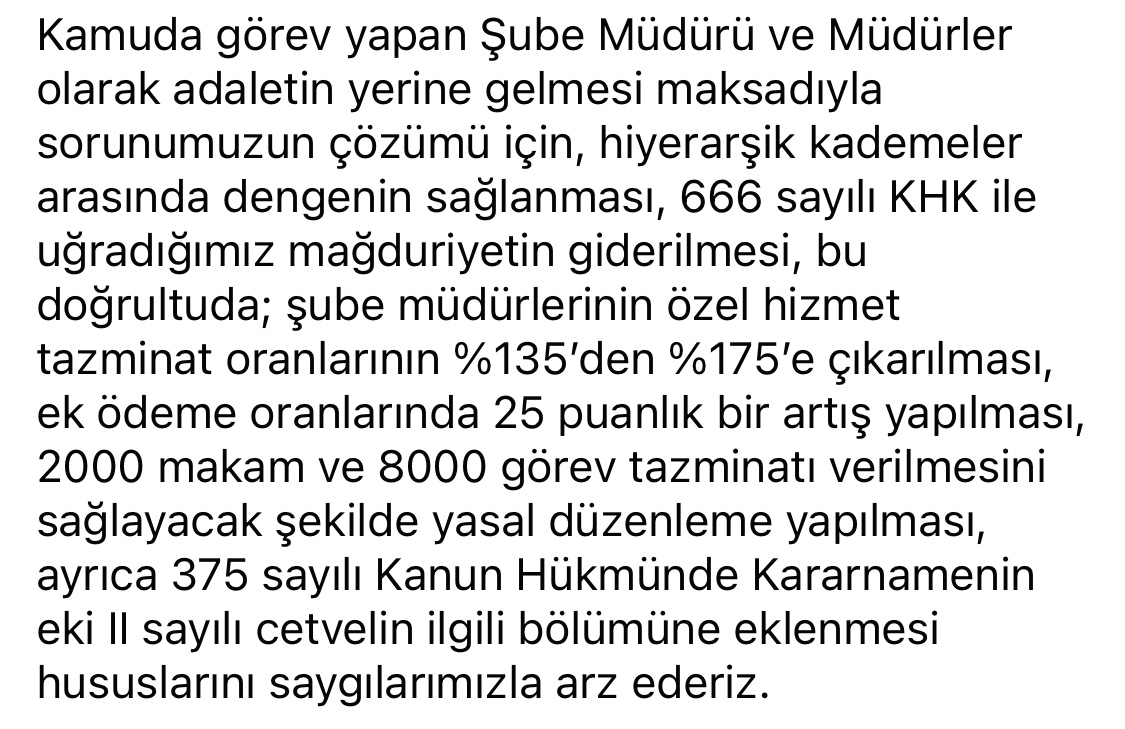 #MüdürlerGündemde Şübe müdürleri,646 ve 666 sayılı KHK ile hak kaybına uğratılmış.2011 yıldan beri bu haksızlık devam ediyor.Hakları iade edilsin.
#MüdürlerHakArayışında
<a href="/MemurSenKonf/">Memur-Sen</a> 
@TurkiyeKamusen 
<a href="/csgbakanligi/">T.C. Çalışma ve Sosyal Güvenlik Bakanlığı</a> <a href="/RTErdogan/">Recep Tayyip Erdoğan</a> <a href="/dbdevletbahceli/">Devlet Bahçeli</a> <a href="/_aliyalcin_/">Ali YALÇIN</a>