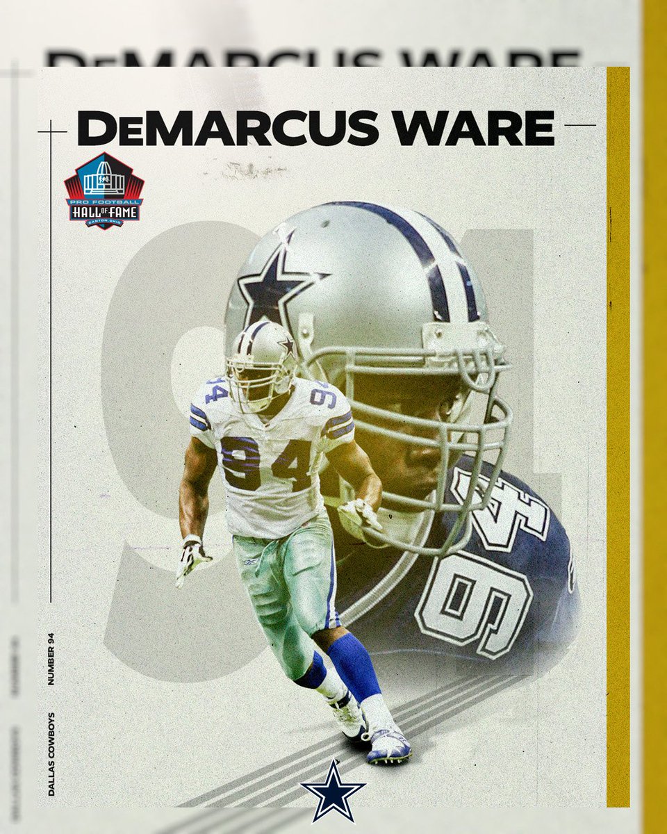 dallascowboys's tweet photo. @DeMarcusWare now has his place in Canton forever! ⭐️

#DallasCowboys | @ProFootballHOF https://t.co/ywbRZf2qQ9
