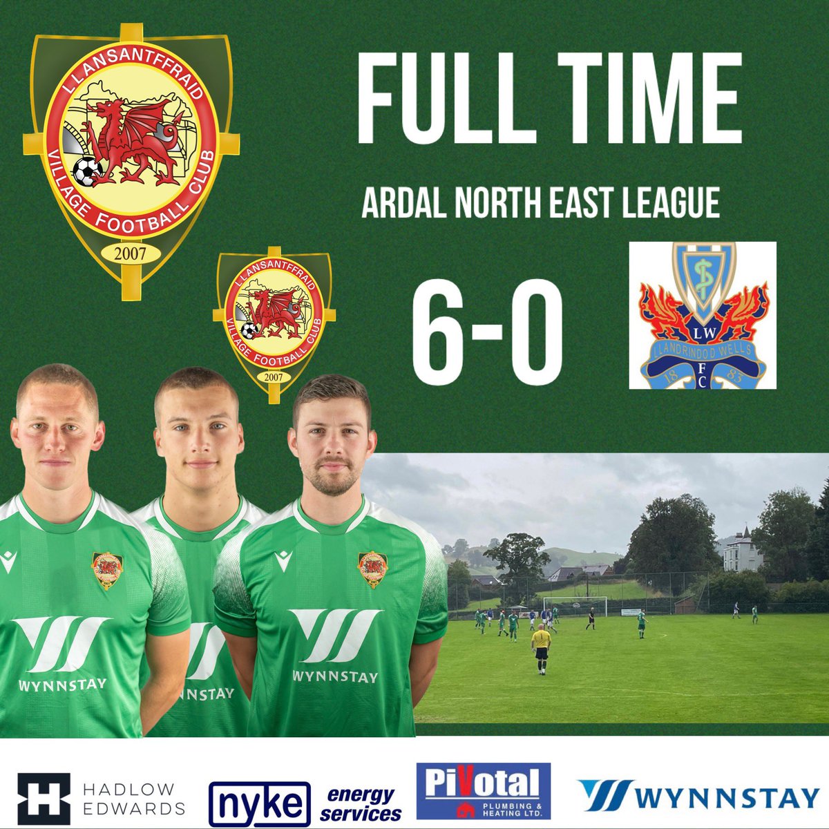 🟢⚪️ Full time ⚪️🟢
Llansantffraid 6-0 <a href="/LlandrindodAFC/">Llandrindod Wells FC</a>
Incredible result in our first league game! Another clean sheet from @Rhysydjones plus 6 fantastic goals including a hattrick from <a href="/jamesclewlow961/">JC11</a> 
⚽️ <a href="/jamesclewlow961/">JC11</a> x3
⚽️ <a href="/OscarHerd1/">Oscar.Herd 🏴󠁧󠁢󠁳󠁣󠁴󠁿</a> 
⚽️ <a href="/KhyamW/">Khyam Wyton</a> 
⚽️ <a href="/liampickstock1/">liam</a>