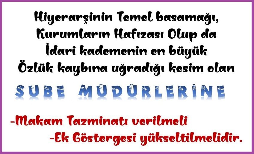 #MüdürlerGündemde İdari kademenin en büyük kayba uğramış kesimi #MüdürlerHakArayışında Özel Hizmet Tazminatlarımız ve yansıtma oranlarımız arttırılmalı, Makam ve Görev Tazminatımız verilmeli. <a href="/RTErdogan/">Recep Tayyip Erdoğan</a> <a href="/isikhanvedat/">Prof. Dr. Vedat Işıkhan</a> <a href="/_aliyalcin_/">Ali YALÇIN</a> <a href="/HBTONBUL/">Hacı Bayram Tonbul 🇹🇷</a> <a href="/Kamusen/">Kamu-Sen</a> <a href="/memursen/">buro memursen</a> <a href="/csgbakanligi/">T.C. Çalışma ve Sosyal Güvenlik Bakanlığı</a>