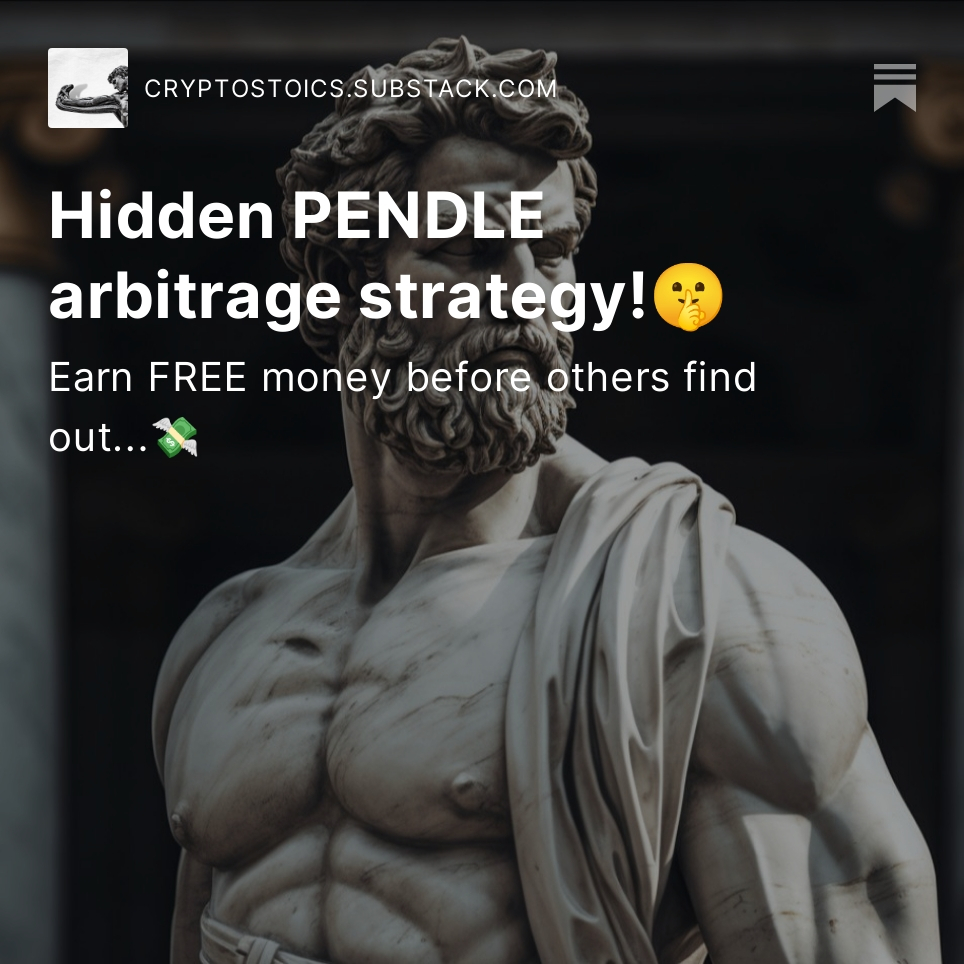 CryptoGideon_'s tweet photo. Pssst🤫
Use this $PENDLE arbitrage strategy before others find out... 💰
I showed you step-by-step how to earn 681$ with @Penpiexyz_io 💸 $PNP
Strategy won't be profitable for too long⏳
Full guide:👇
https://t.co/O2kBb0j4SK https://t.co/RFgR7D1Fom