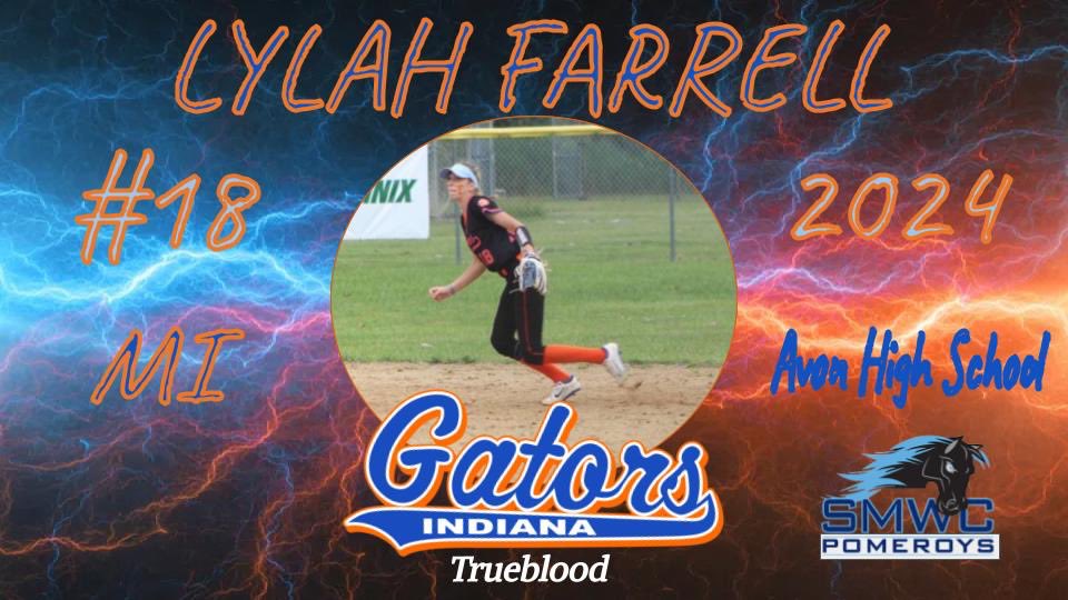 GatorsTrueblood's tweet photo. Welcome back #18 Lylah Farrell for her 2nd season with Indiana Gators Trueblood. Lylah is a top notch defender for us at 2nd base where she can really cover some ground. She’s sure to put the bat on the ball and use her speed to cause havoc on the bases.#ChomChomp https://t.co/M1IgKegtAm