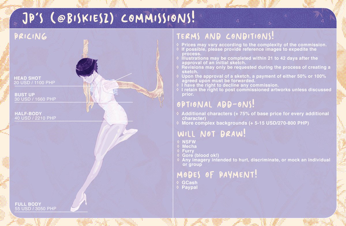 biskiesz's tweet photo. 🚨 EMERGENCY COMMS OPEN! 🚨

hi! i am opening 2 slots for commissions as my phone started malfunctioning (again) and i am gathering funds to get it fixed. feel free to dm for more inquiries. rts are much appreciated!

#commsopen #artmoots https://t.co/L203VDtCAu