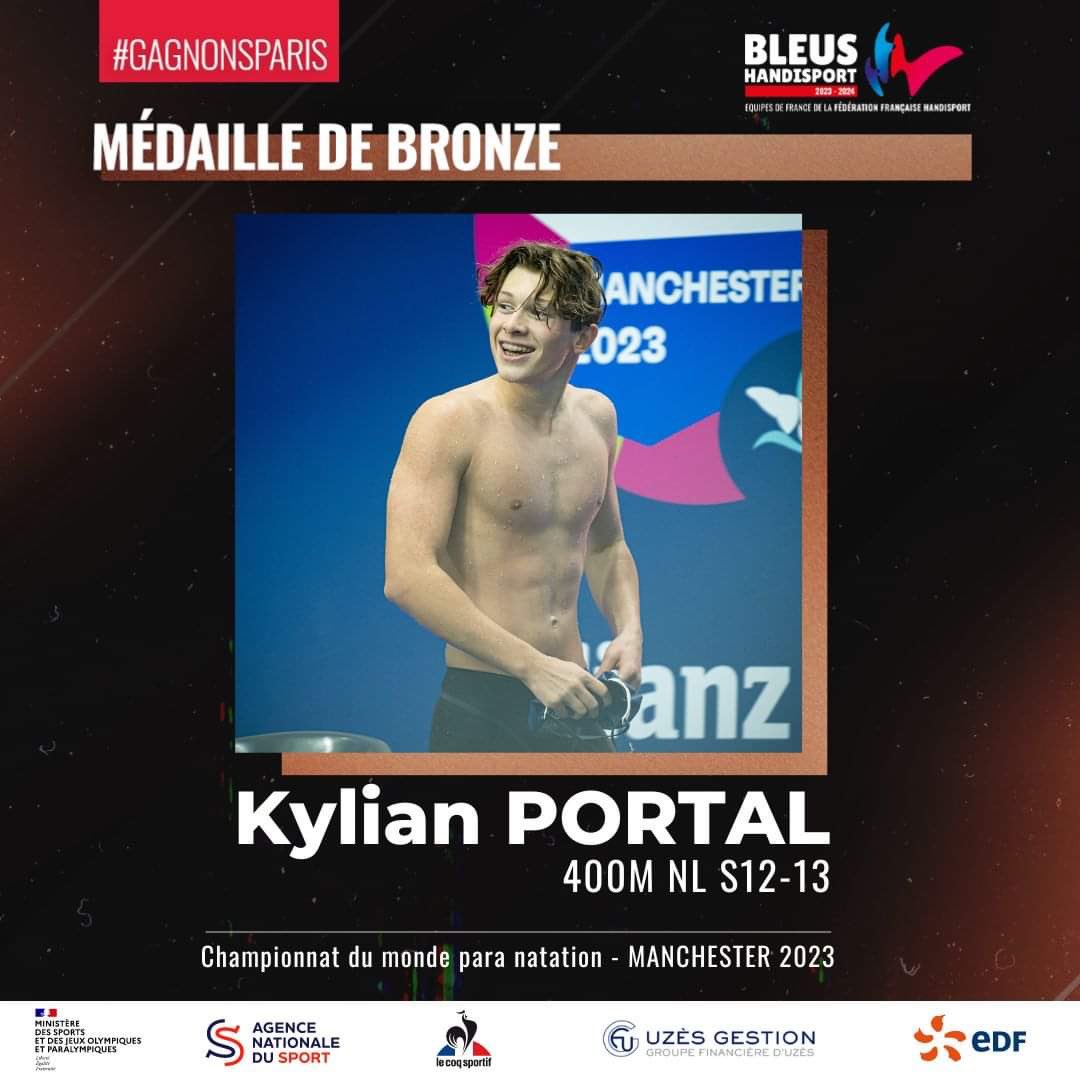 FFHandisport's tweet photo. PORTAL FAMILY ♥️🥇🥉💪
On ne pouvait pas rêver meilleur scénario pour cette finale du 400m NL S12-13 qui réunissait les deux frères Portal, Alex et Kylian. Explosion de joie à l’arrivée pour les deux nageurs qui terminent médaillés d’or et de bronze. 2e titre pour Alex Portal ! https://t.co/8BN0bK2Xt8