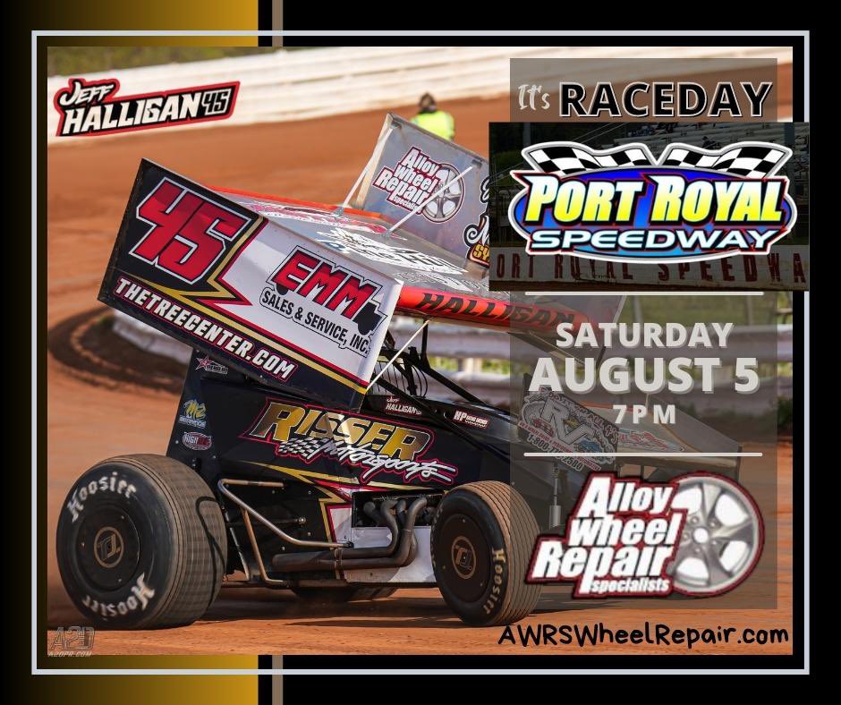 ＩＴ＇Ｓ　ＲＡＣＥＤＡＹ！

📍 Port Royal Speedway
📆 Saturday, August 5th
⏱   Racing at 7pm
🖥  FloRacing

ＳＰＯＮＳＯＲ ＳＰＯＴＬＩＧＨＴ:  𝐀𝐋𝐋𝐎𝐘 𝐖𝐇𝐄𝐄𝐋 𝐑𝐄𝐏𝐀𝐈𝐑 𝐒𝐄𝐑𝐕𝐈𝐂𝐄𝐒