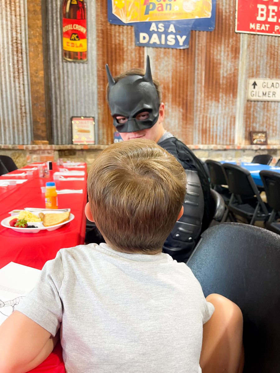 Thanks to our Superheroes who spent some time today at Bear Creek Smokehouse visiting the community!