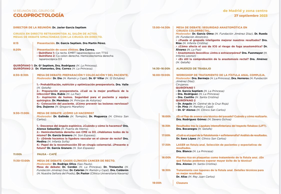 jgseptiem's tweet photo. La importancia de los detalles para mejorar los resultados!! Prehabilitacion, nutrición, profilaxis de la infección, seguridad, colocación del paciente. Debate interesante y poco habitual con cirugía en directo de fondo. Inscríbete ya!! Te esperamos el 27/09 en La Princesa. https://t.co/EbaRCpKY9B