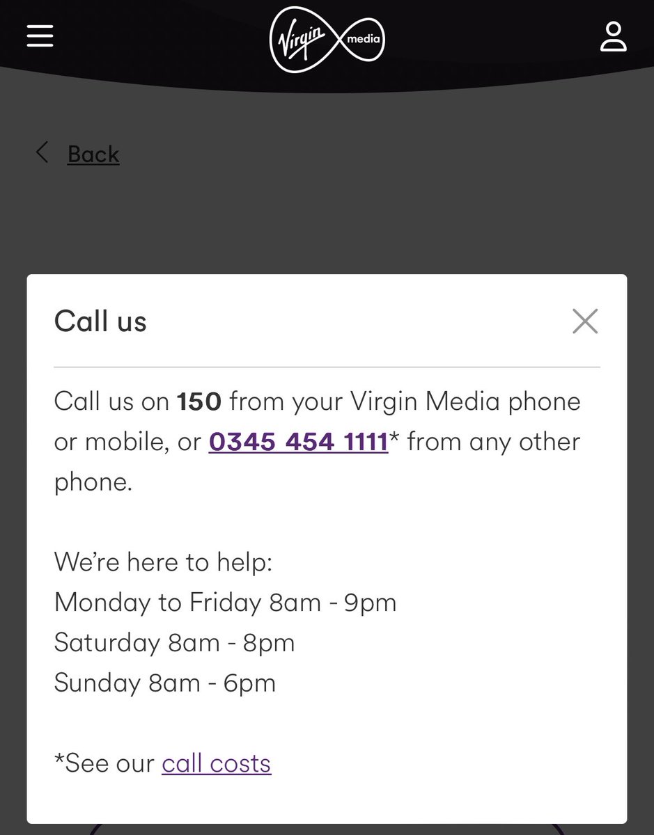 kynan86's tweet photo. @virginmedia why does your automated phone service say your lines are closed when you’re supposed to be open until 8pm!? https://t.co/kLCqmA6zX9