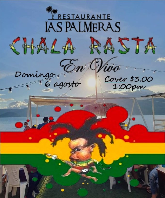 Show cierre de la Gira por México y Centroamérica
📅 Domingo 6 de agosto 
📌 Restaurante Las Palmeras 
📍Lago de Coatepeque 🇸🇻
#Reggae
#Gira
#ChalaRasta
#LagoDeCoatepeque
#ElSalvador
#Centroamerica