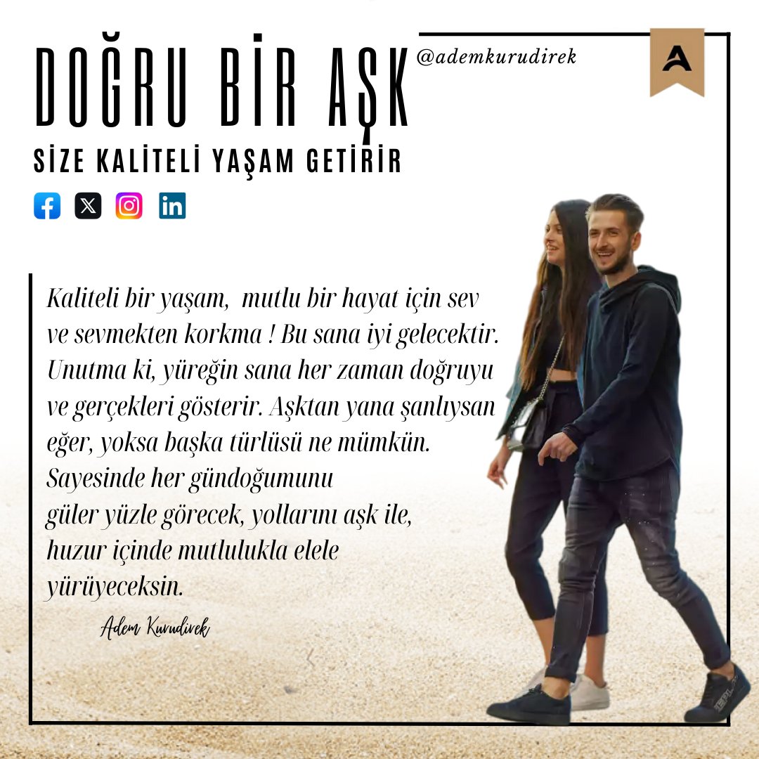 adem_kurudirek's tweet photo. Kaliteli bir yaşam, mutlu bir hayat
için sev ve sevmekten korkma!
Bu sana iyi gelecektir. Unutma ki,
yüreğin sana her zaman doğruyu ve
gerçekleri gösterir. Aşktan yana
şanlıysan eğer, yoksa başka türlüsü
ne mümkün. Sayesinde her
gündoğumunu güler yüzle
göreceksin... 👉 https://t.co/haDOTdnaiX