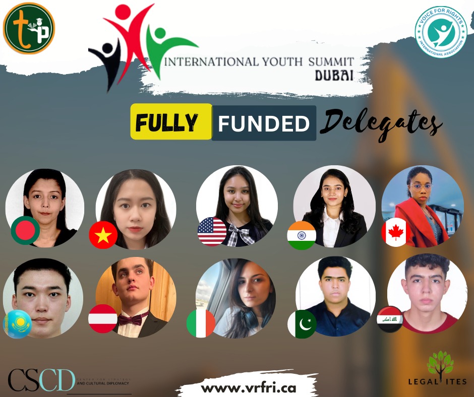 CscDiplomacy's tweet image. We are elated to share list of Fully Funded Delegates from Over 80 Countries for the International Youth #Summit, #Dubai 2023.
#CSCD extends heartfelt congratulations to the following Fully Funded Delegates from 🇧🇩🇨🇦🇵🇰🇮🇳🇮🇶🇮🇹🇰🇿🇺🇸🇻🇳🇦🇹