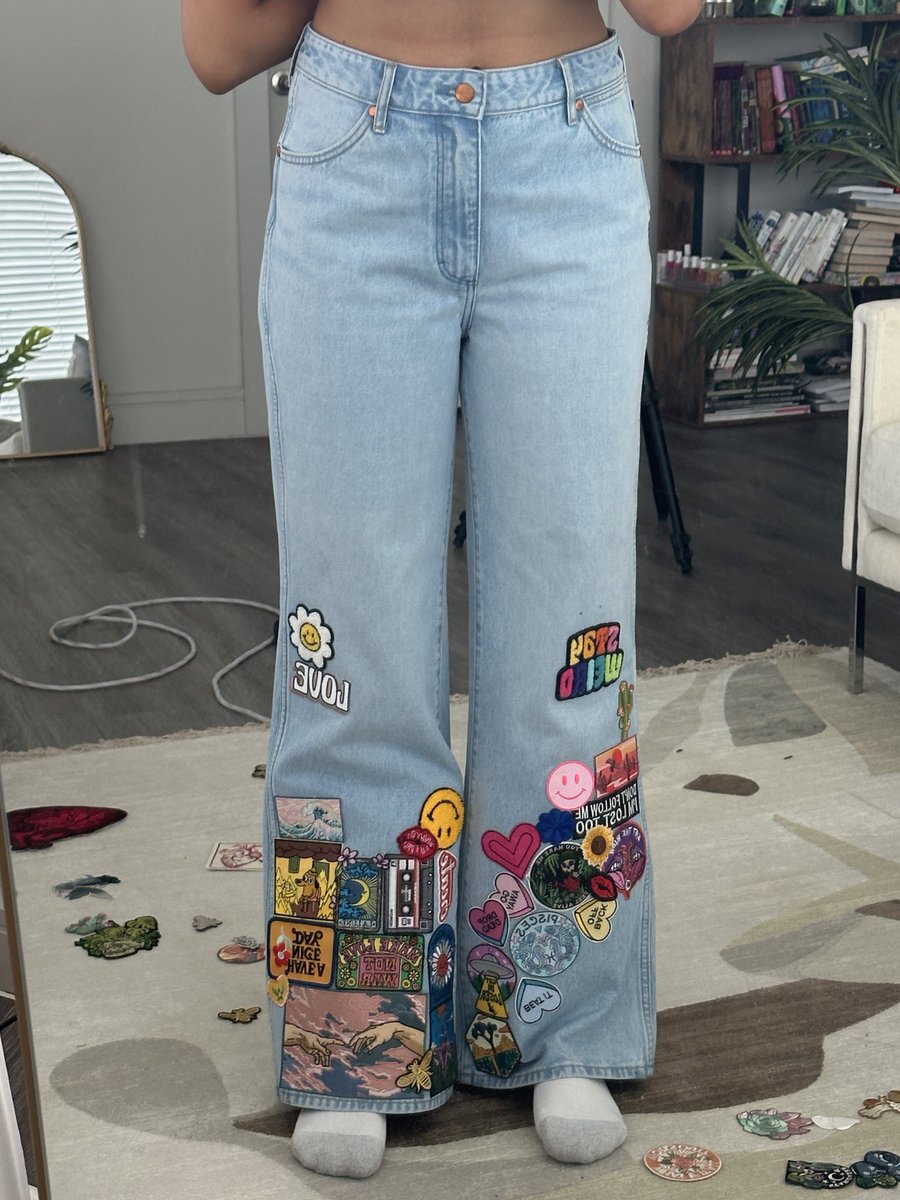 kihmberlie's tweet photo. In the process of adding patches to some jeans https://t.co/JfEi6b8CRG