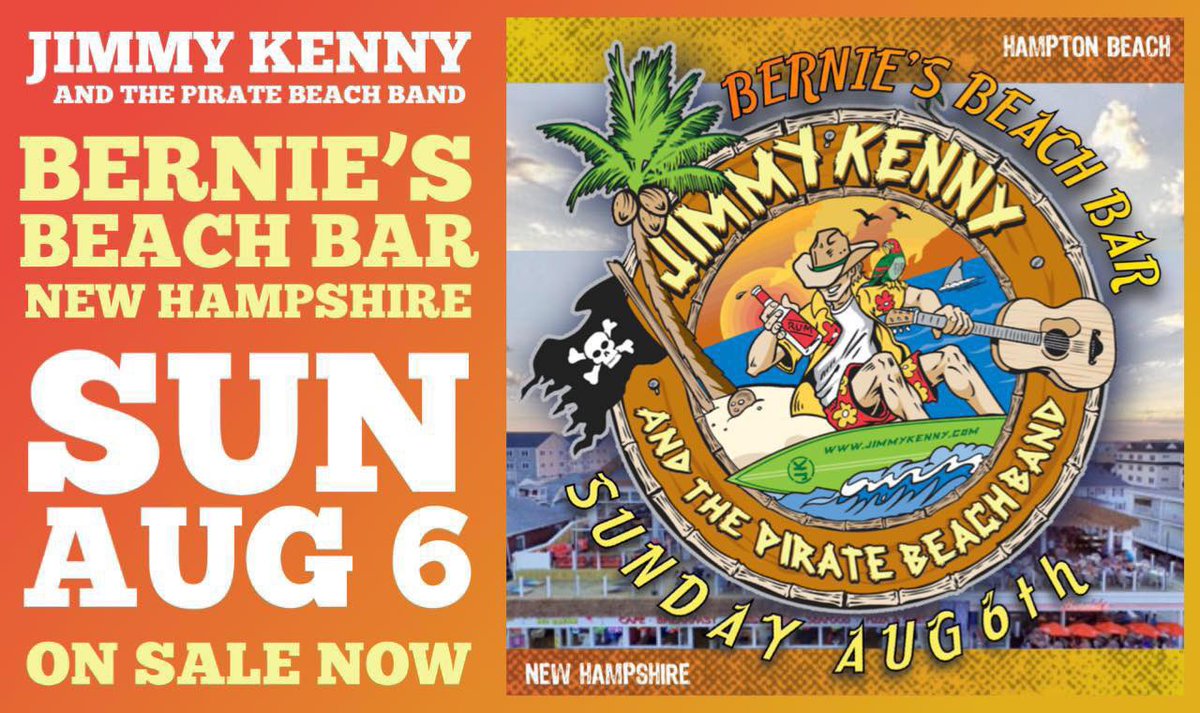 jimmykennyband's tweet photo. 🏖 #NEWHAMPSHIRE Tomorrow JKB returns to @BerniesBeachBar in #HamptonBeachNH 8/6/23! 8pm. 

🎟 TIX👉 https://t.co/gMfb45EYyw 

#HamptonBeach #NewEngland #Tribute #KennyChesney #ZacBrownBand #JimmyBuffett #NoShoesNation #Zamily #Parrothead #coubtrymusic #Landshark #margaritaville https://t.co/fVNZVXbD1X