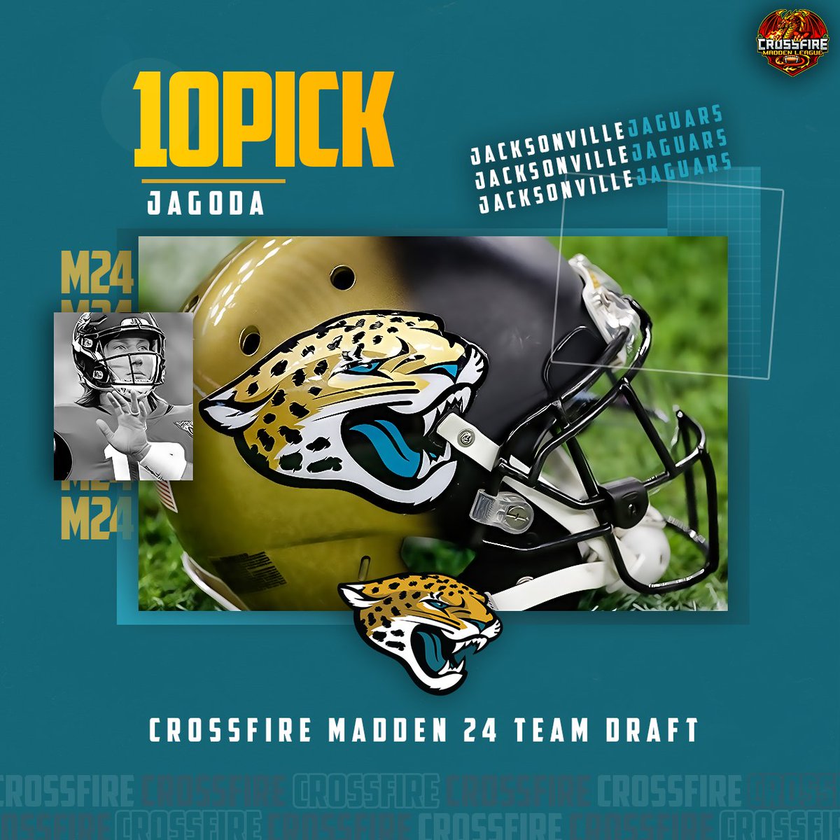 Jacksonville Jaguars (@jagodacml) on Twitter photo Coach Jagoda has drafted the Jacksonville Jaguars, 10th Overall in the <a href="/CrossfireLG/">CrossfireLG #CrossfireSZN</a> Madden 24 Draft! We're exciting to get this show on the road! #DUVAL Coach Jagoda has drafted the Jacksonville Jaguars, 10th Overall in the <a href="/CrossfireLG/">CrossfireLG #CrossfireSZN</a> Madden 24 Draft! We're exciting to get this show on the road! #DUVAL