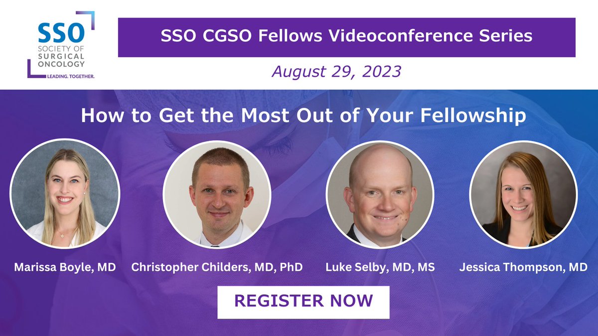 Maximize your fellowship experience! Join the SSO Fellows & Young Attendings Committee for this CGSO Fellowship Videoconference and get ready to learn clinical tips, research insights, and personal growth advice! 💪 #SSOFellows #CGSOFellowship 📚🔬 ow.ly/H4ge50PsQf4