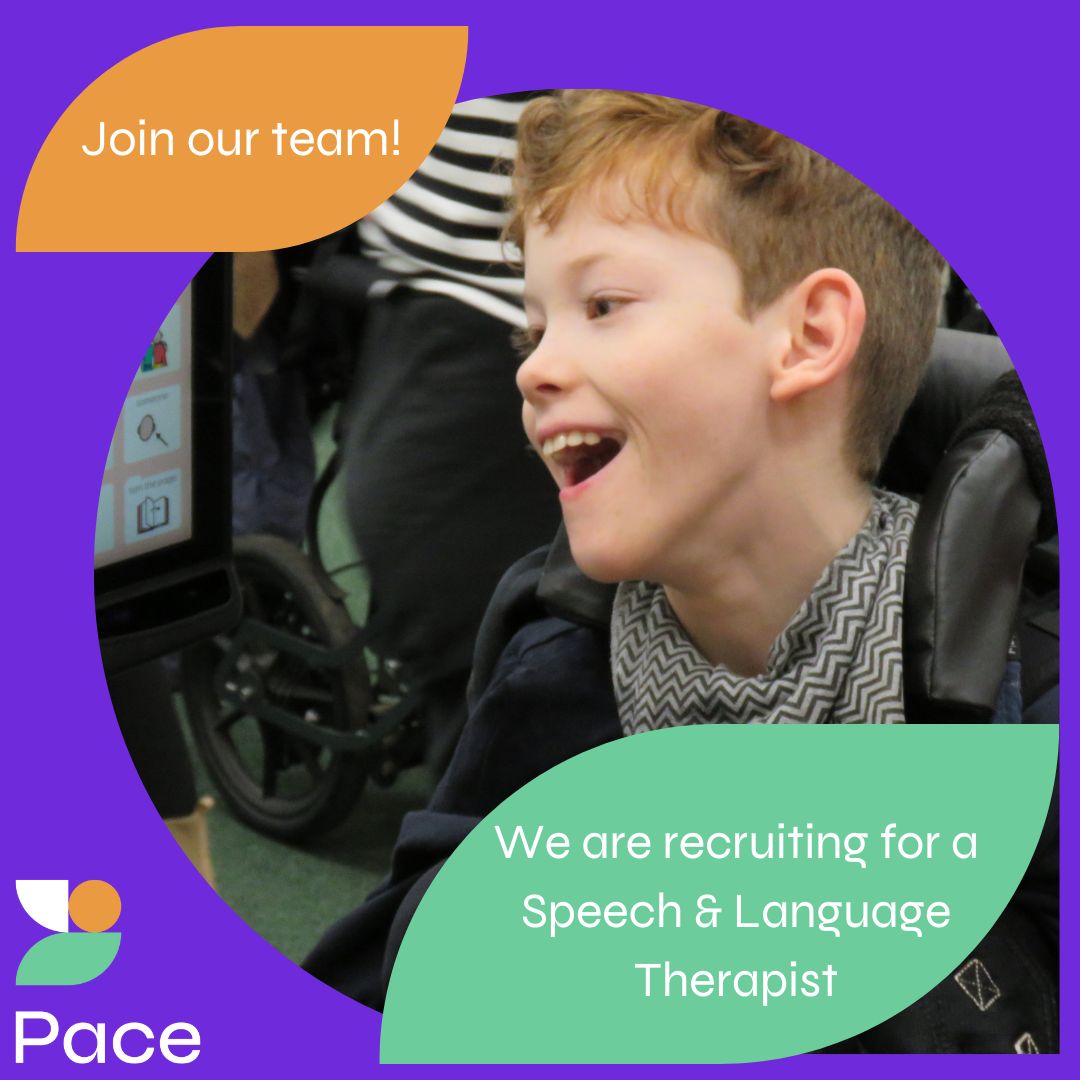 thepacecentre's tweet photo. We are looking for a Speech &amp; Language Therapist to join our team.

At Pace we transform the lives of children with a #neurodisability like #CerebralPalsy - apply: https://t.co/UYpZYm4N3d

#SaLT #SpeechAndLanguageTherapist #Therapist #Job #Vacancy #Recruitment #Charity https://t.co/BHtQ67dUAd
