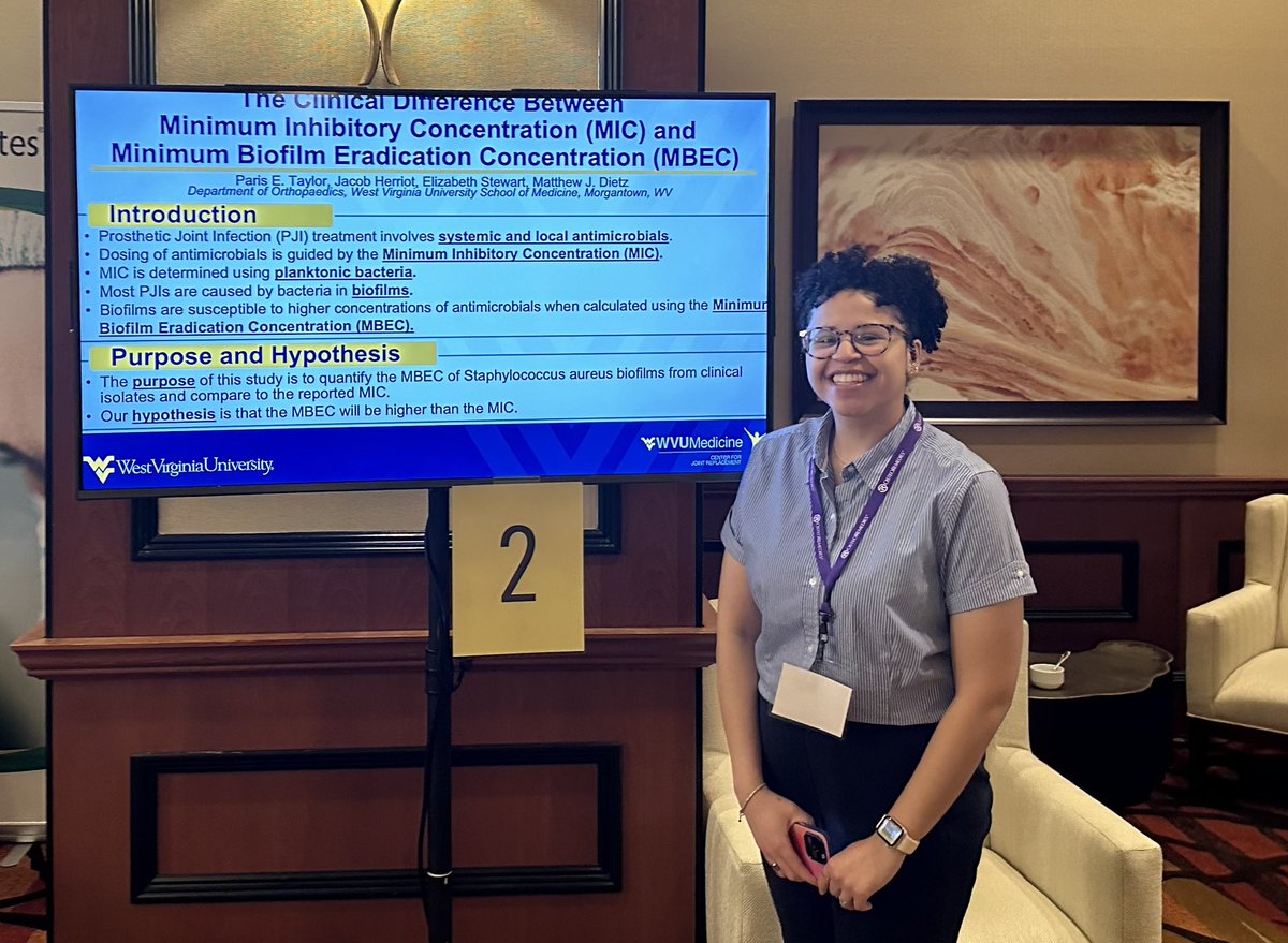Matthew Dietz (@mattdietzmd) on Twitter photo Paris’s first of many <a href="/MSISorg/">Musculoskeletal Infection Society</a> meetings! Her poster highlighted how we might be missing the mark in dosing antibiotics to treat PJI. <a href="/WVUMedSchool/">WVU School of Medicine</a> <a href="/WVUhealth/">WVU Health Sciences</a> Paris’s first of many <a href="/MSISorg/">Musculoskeletal Infection Society</a> meetings! Her poster highlighted how we might be missing the mark in dosing antibiotics to treat PJI. <a href="/WVUMedSchool/">WVU School of Medicine</a> <a href="/WVUhealth/">WVU Health Sciences</a>