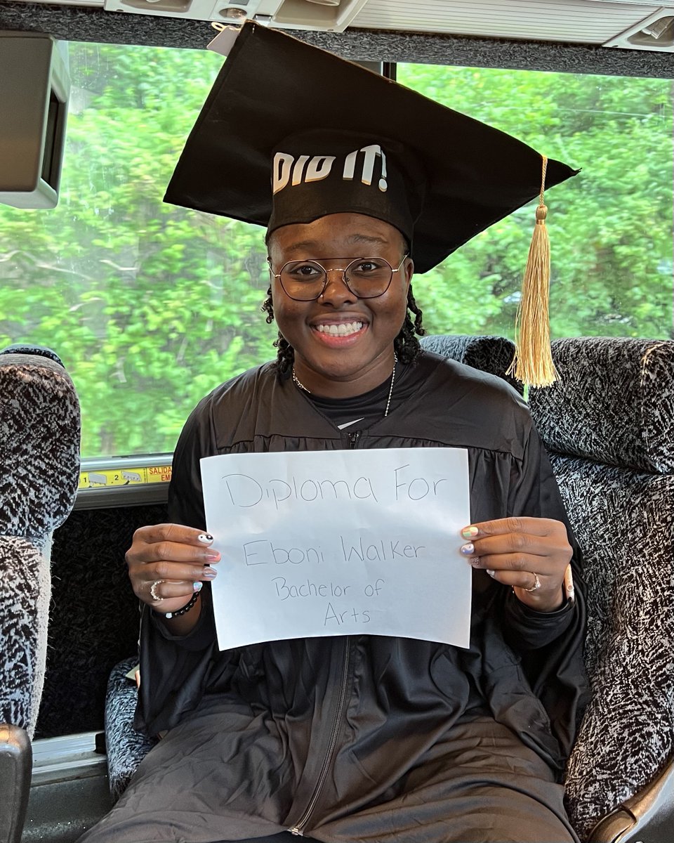 OhioStateWBB's tweet photo. Graduation had to happen on the bus today, because we’re spending the next week on a foreign tour in Brazil!  🇧🇷

Congrats to @_eboniwalker graduating with a Bachelor of Arts in Communication and @basketball4mg graduating with a Bachelor of Science in Sport Industry! https://t.co/c3YwwONKrW