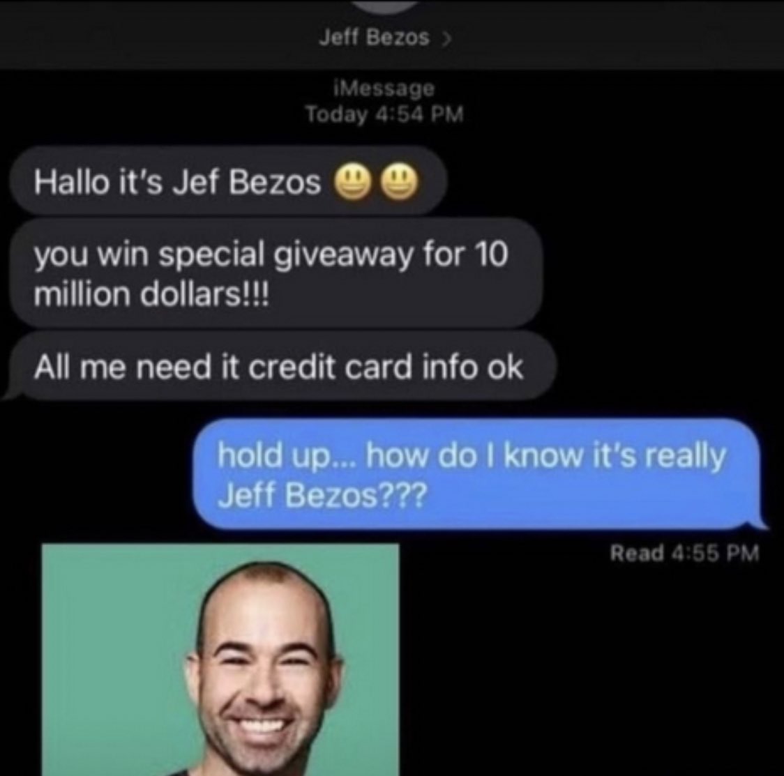 InvolvedInIt's tweet photo. Hey Murr, tell him you’re Jeff Bezos. https://t.co/axNa5s39ev