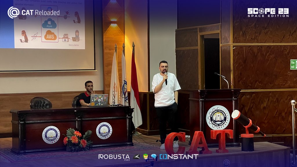 CATReloaded's tweet photo. نود أن نشارك معكم بعض اللقطات من سيشن cloud security مع م/ياسر السنباري، وحدثنا فيها عن بعض المواضيع المهمة مثل:
-Cloud penetration Testing
-Global infrastructure 
-Types and Methods of Cloud Testing
-Shared responsibility model 
-Cloud Security Threats

#CATReloaded 
#CATScope23 https://t.co/KAP35DYs4w