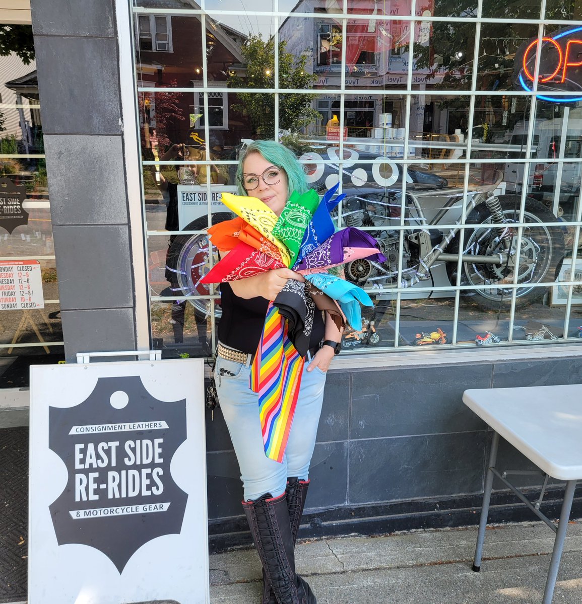 EastSideReRides's tweet photo. We;re loving the visits from all the out of town folks this weeknd! Happy Pride, fam! https://t.co/TP2qZbpjCu