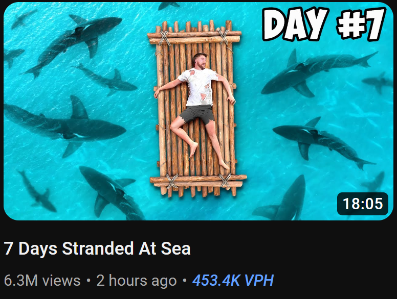 How many subscribers will <a href="/MrBeast/">MrBeast</a> gain from his recent "7 Days Stranded At Sea" video?