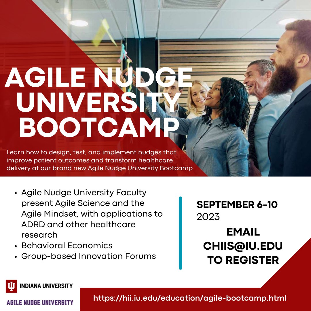 👏The Agile Nudge University Bootcamp teaches individuals how to design, test, and implement nudges to make a difference in our healthcare delivery system. If you would like to participate in the brand-new Agile Nudge University Bootcamp, please email us! #innovation #agile