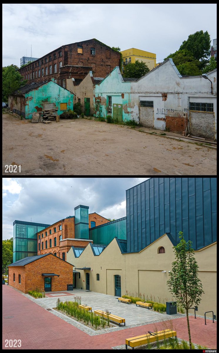 Kiedyś fabryka wyrobów wełnianych braci Schmieder, dziś Teatr Pinokio w Łodzi 👌🏻 Na górze zdjęcie z 2021 roku na dole obecnie. Jak Wam się podoba zmiana? 

📷 Refotografie