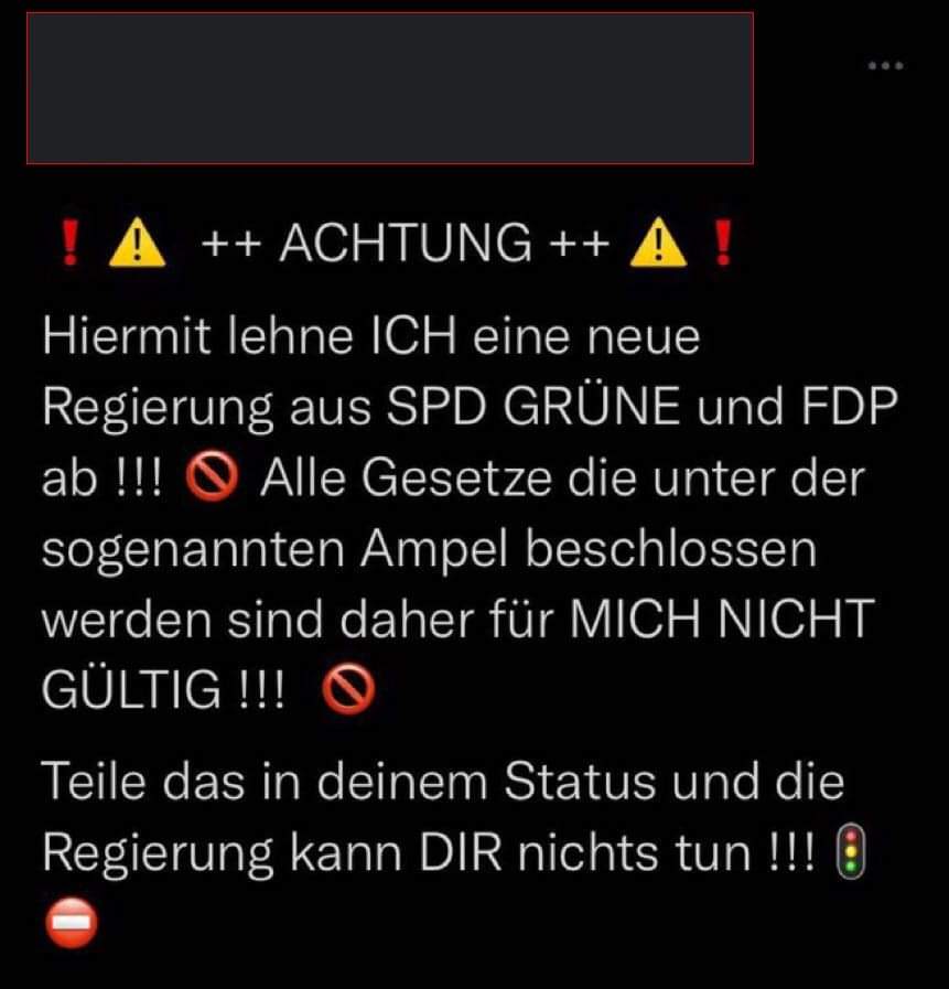 GoldenerAluhut's tweet photo. Teile diesen Beitrag und erhalte eine kostenlose Protestwurst.
#mussmanwissen #verschwörungstheorien  #ampelregierung #ampelkoalition #diegrünen https://t.co/dvnAZAa5cl