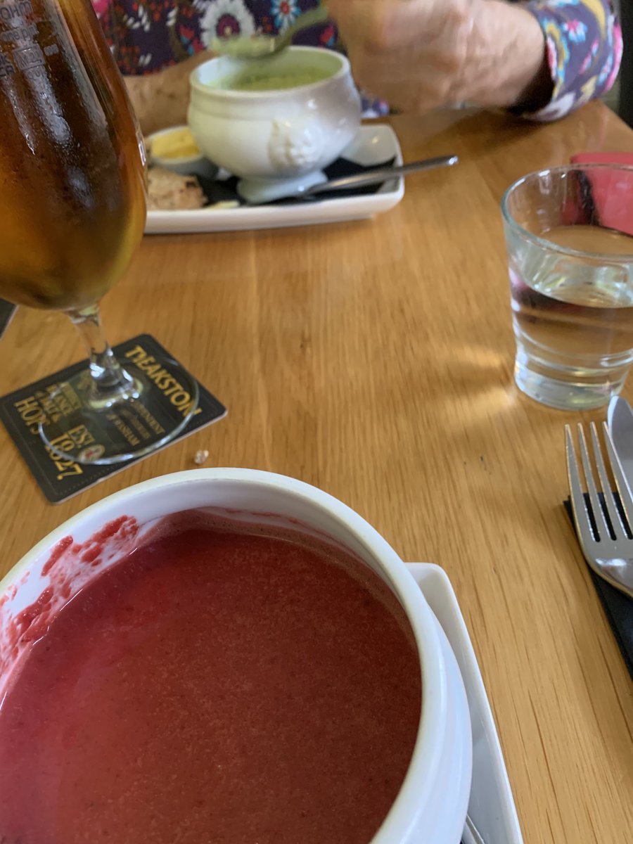 johnjmsboyd's tweet image. Summer meal out; our first course choices? 2 hots soups, obviously #14C