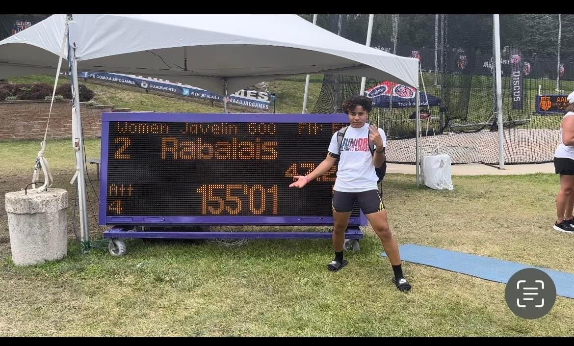 Congratulations to one of our basketball players, Kaylen Rabalais, she competed in the Junior Olympics in Des Moines, Iowa. Winning the silver medal in the Javelin competition! Keep working 💪🏻❤️