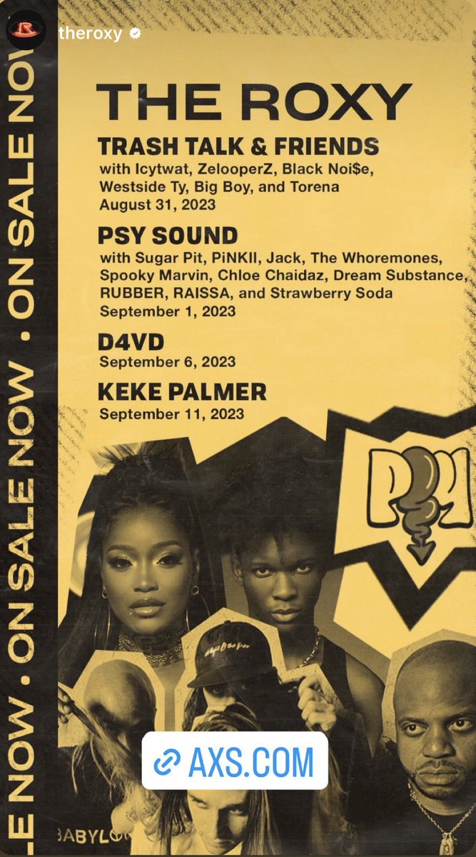 Making moves 🙏 <a href="/PSYSOUNDx/">PSYSOUND</a> <a href="/theroxy/">The Roxy Theatre</a> <a href="/goldenvoice/">goldenvoice</a> 

axs.com/events/496281/…