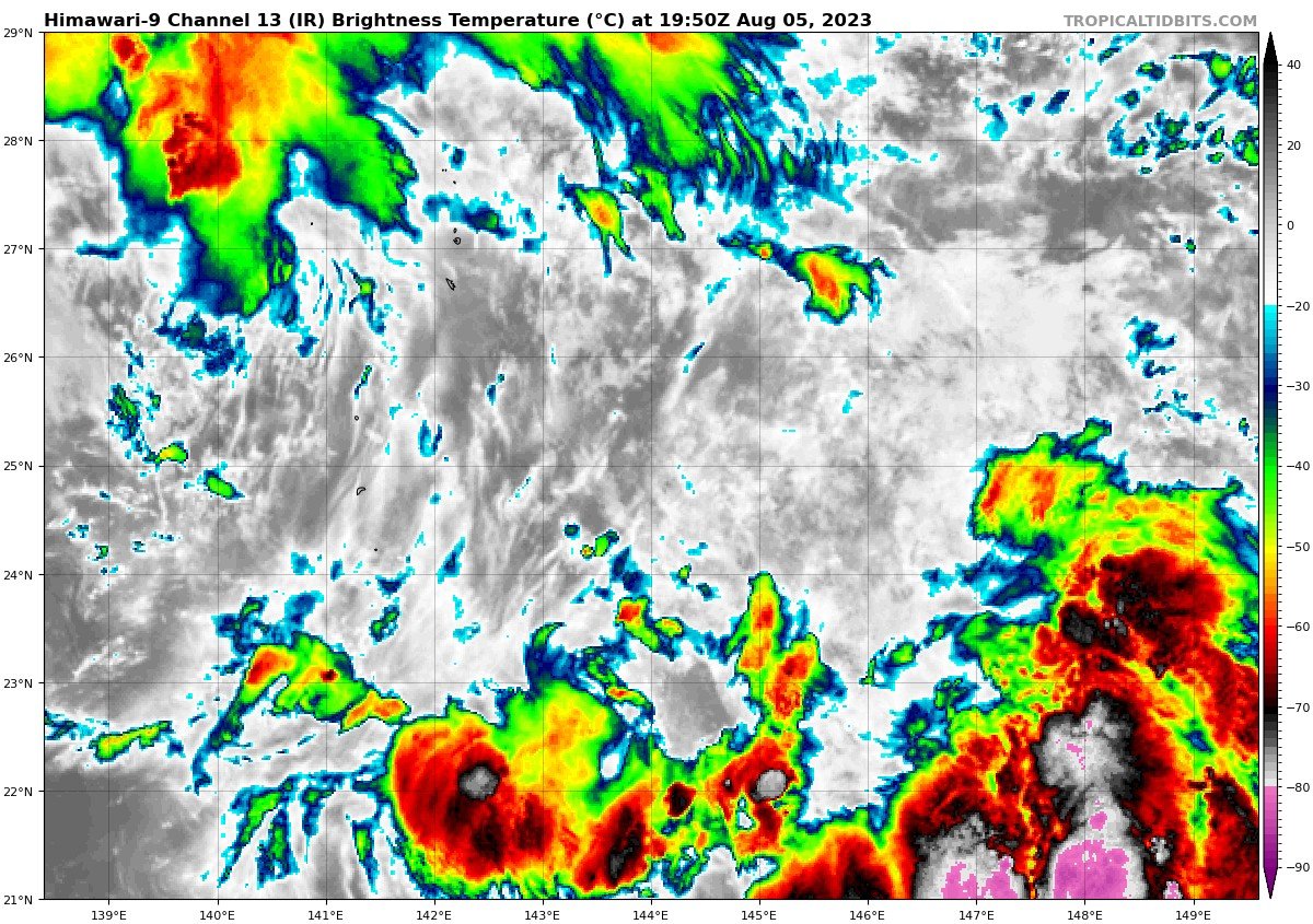 LimWeather's tweet photo. As of late, we have #Invest95W, E of #iwojima, #TokyoPrefecture; forecast to head N as per consensus between #GFS, #ECMWF, #NAVGEM and #GEM models; interests in E #Japan incl E #Hokkaido should keep an eye on this closely
#Tropicswx #wxtwitter #95W #Lan #Saola #台風7号 #台風8号 https://t.co/6iDr86fAQP