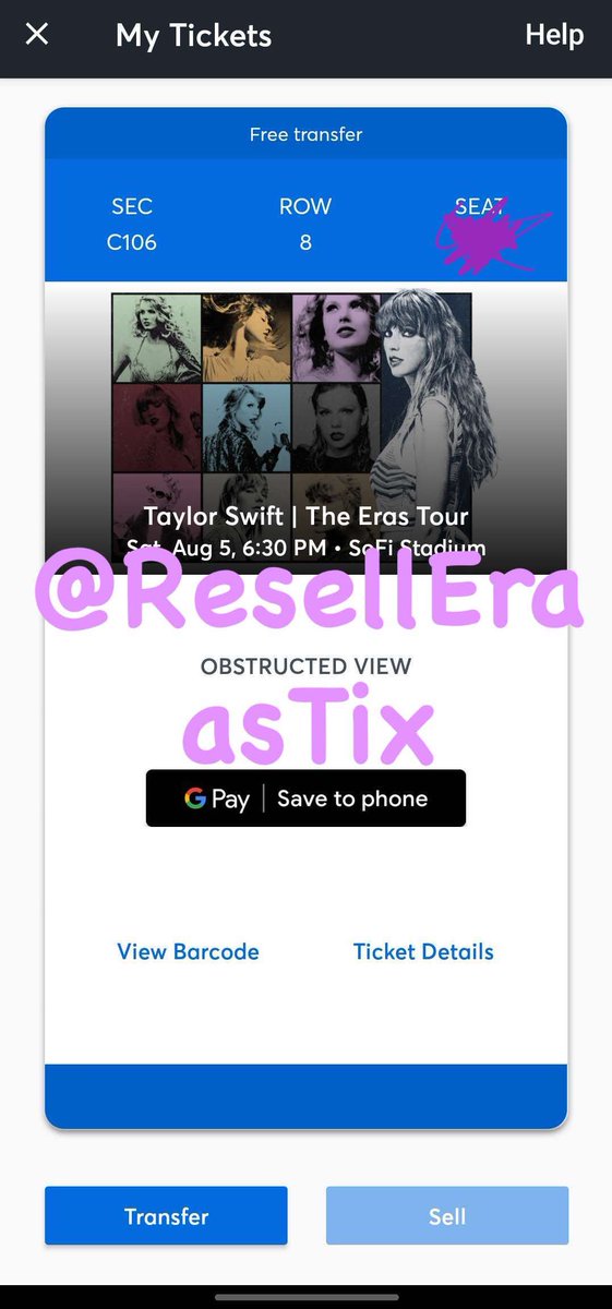 ResellErasTix's tweet photo. hi all! no one who filled out my form claimed this ticket, so i thought i should just go ahead and post it. only 1 and it's $550 for TONIGHT (8/05). dm me if you want to get in contact w the seller! and make sure the form is filled out https://t.co/BItLNqDYyl