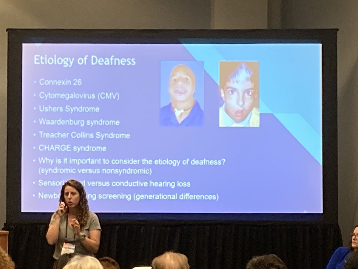 DocBlock_neuro's tweet image. Dr. Danielle Previ (@dani_previ) is a #neuropsychology rockstar 🌟 and always gives amazing, informative talks! Today she shares important knowledge points &amp;amp; considerations for working with patients who are deaf or hard of hearing. /3