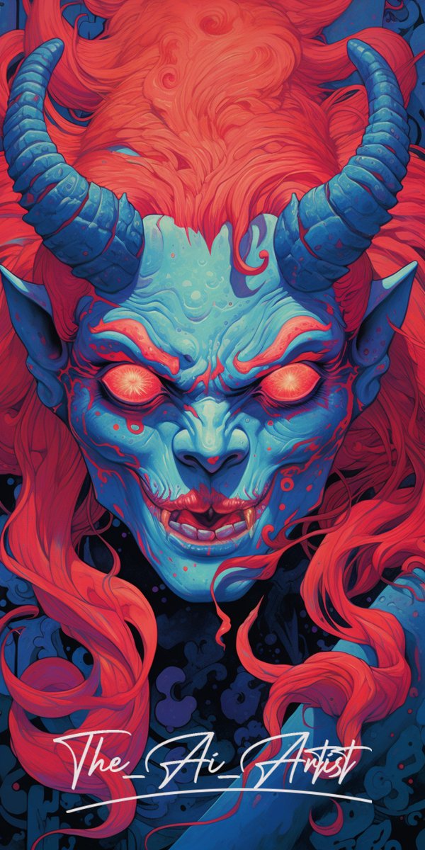 The_AI_Artist__'s tweet photo. A Playfully Dark Acidwave Devil https://t.co/XpK2rXQ2ex