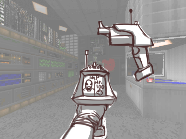 DrPyspy's tweet photo. An old concept I had for a rendition of the Doom Bible's Probjectile for #DoomDelta! It's more or less a direct interpretation of the Doom Bible description, firing low-damage probes that print enemy stats on the screen. This concept would put it in novelty/joke weapon territory. https://t.co/QNldGO8LxP