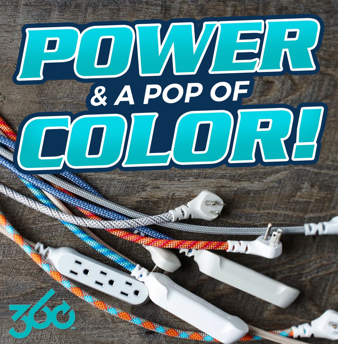 wirecare's tweet image. Who says that extension cords have to be boring? 360 Electrical thinks they can add a pop of color to any space (and we agree!) #WireCare #360Electrical #Organization #DeskOrganization #ExtensionCord