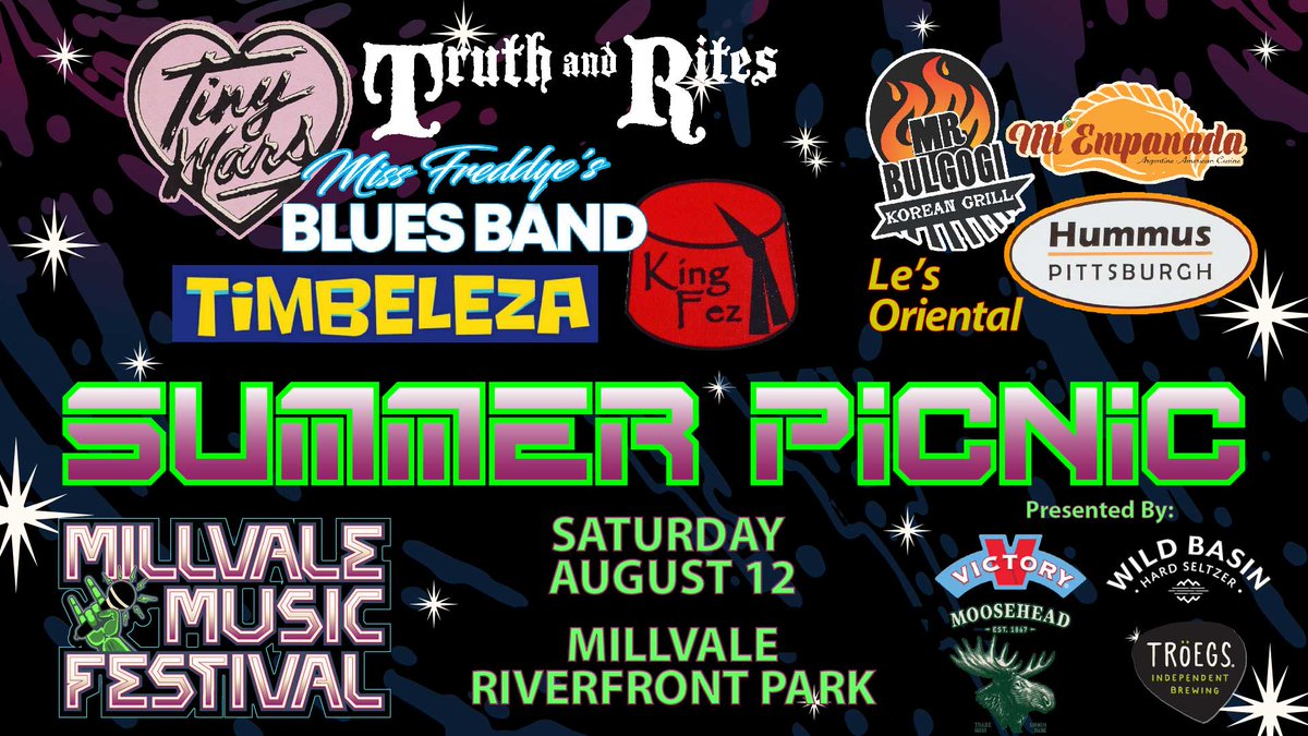 ONE WEEK 'til our SUMMER PICNIC!  Music: <a href="/TinyWarsPgh/">Tiny Wars</a>, <a href="/missfreddye17/">Miss Freddye</a>'s Blues Band, <a href="/truthandrights/">TRUTH&RIGHTS</a>, <a href="/TimbelezaPGH/">Timbeleza</a>, <a href="/KingFez3/">King Fez band</a>!  Food: <a href="/MBulgogi/">MrBulgogi</a>, <a href="/HummusPgh/">HummusPgh</a>, <a href="/miempanadapgh/">Mi Empanada</a>, &amp; Le's Oriental.  Beverages: Victory, Troegs, Moosehead, &amp; Wild Basin!  Details: fb.me/e/QWx8uDSw