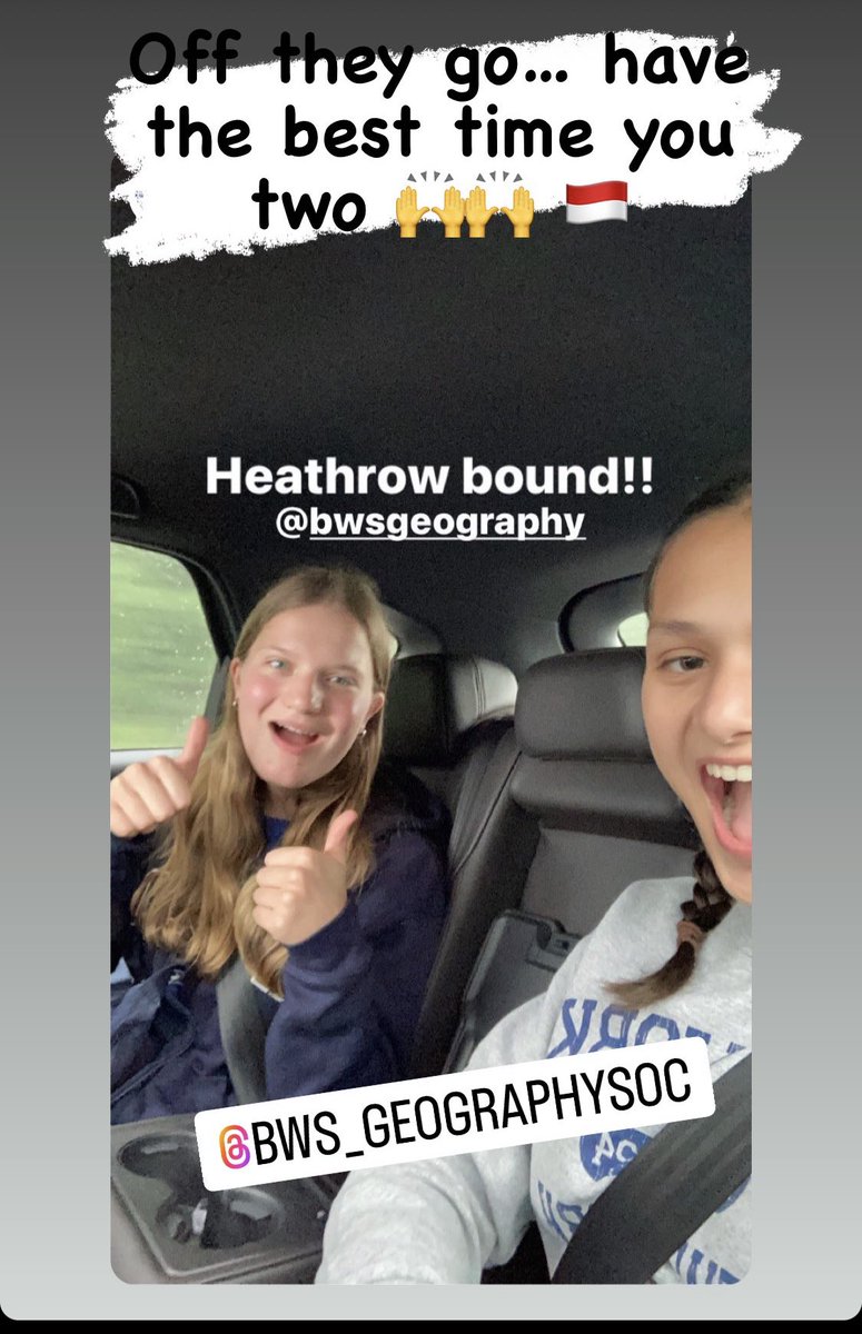 BWSGeography's tweet photo. Wishing Anna and Charlotte lots of luck for their trip to Indonesia!! Have fun and canโt wait to hear all about it ๐ #Geography #geographystudents #geographyteacher https://t.co/NVCwNRDyST