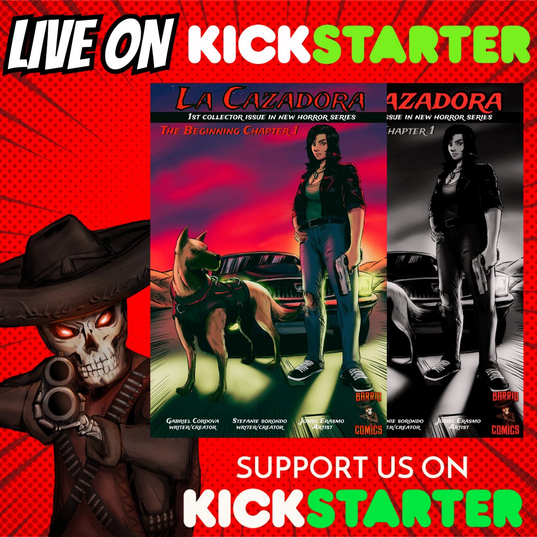 We're LIVE on Kickstarter! Join the Adventure of "La Cazadora"!

The wait is over! Vanessa and Beast are ready to take you on a thrilling comic journey like no other. 

Click the link in our bio to be part of this exciting campaign. 
#BarrioComics #LaCazadora #KickstarterLive