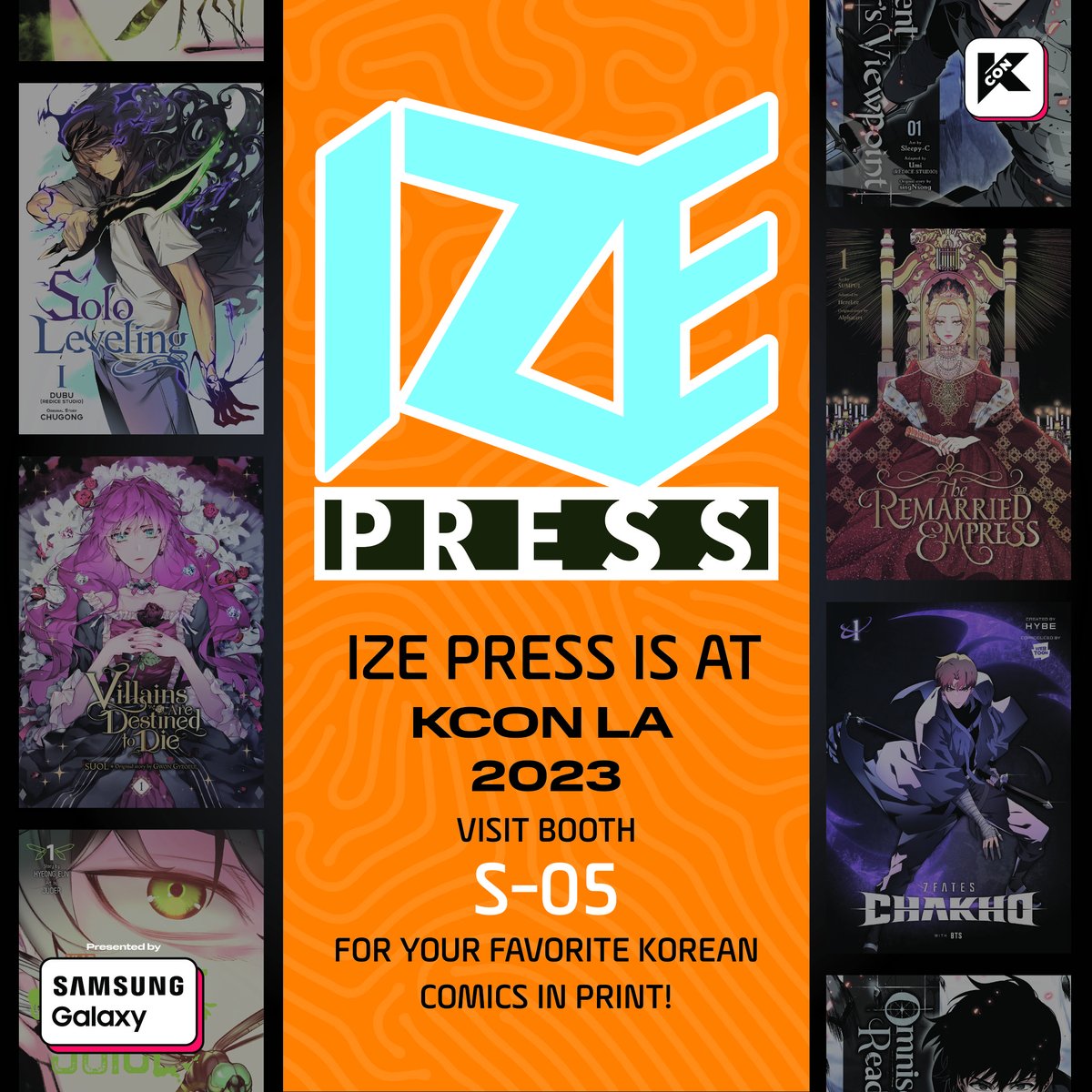 Ize Press will be at #KCONLA2023!

Solo Leveling, Villains Are Destined to Die, The Remarried Empress, and more – Find your favorite Korean comics in print at Booth S-05!

Let's #KCON!