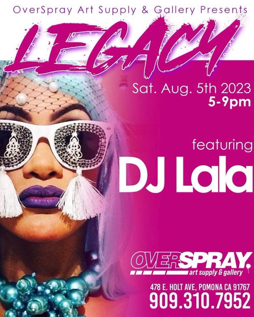 DJLALAofficial's tweet photo. Tonight doing a DJ set in Pomona at @overspray_supply 🔥💃 
My set is 8-9pm. SO EXCITED to spin here again it’s one of my fav spots!🔥🙌🏾 

#summerheatwave #djlala #overspray https://t.co/1FyVt4TRWq