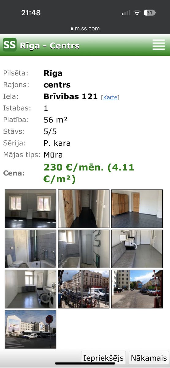 forinj_jo's tweet photo. Tas kā sanāk - latviešiem šis dzīvoklis par 350€ mēnesī, bet krieviem par 230€? 🤔🤨 https://t.co/7680i2gIWU