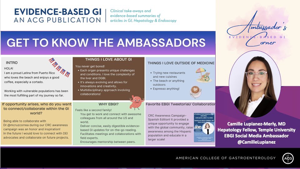 Get to know another rising🌟#EBGI ambassador @CamilleLupianez with us this week.

She has been an integral part of #EBGIvsCRC campaign and #EBGI is so proud of her contributions as an ambassador & advocate 

Check out some of her work👇🏼and keep your👀for her during #Match2024✨💫