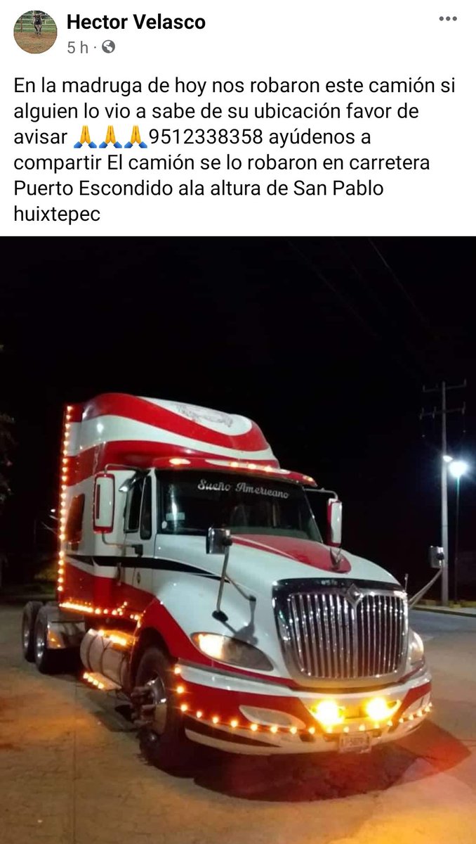Replica_Tweets's tweet image. #oaxaca El oax real, un camión #robado está madrugada en San Pablo #Huixtepec; además de las motos y autos que diario #roban pero que extrañamente no se dice en las confe de @salomonj @jesusromerooax @SSPC_GobOax @KarinaBaronO 
Ya se le dijo al chófer DENUNCIA!!

@DoroteoMorro