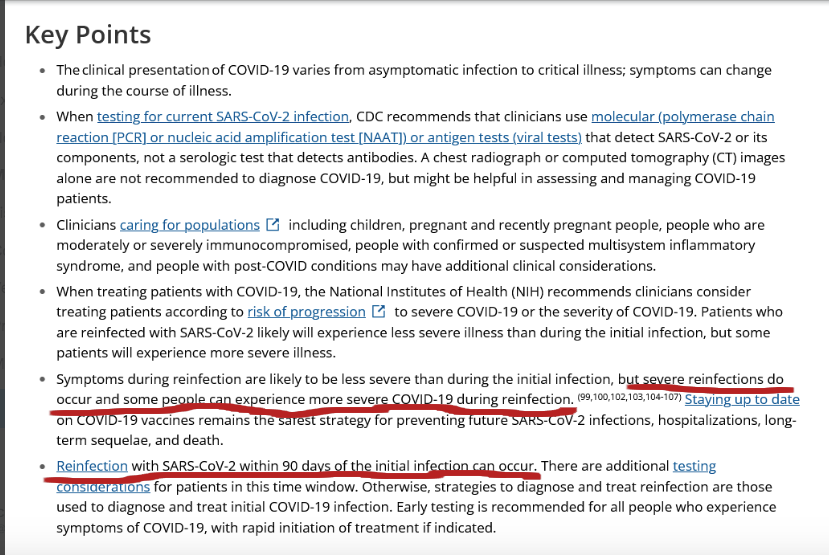 EnemyInAState's tweet photo. Another sly CDC Covid update put out yesterday (Friday afternoon) when nobody is paying attention: 

'severe reinfections do occur and some people can experience more severe COVID-19 during reinfection'

& now admits reinfections can happen within 90 days
