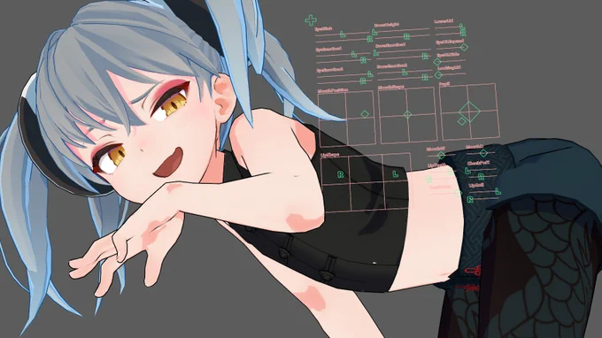 深夜のノリでメ〇ガキっぽい表情作れるか試したけどまぁまぁいける。LowerLidの使い方が重要。