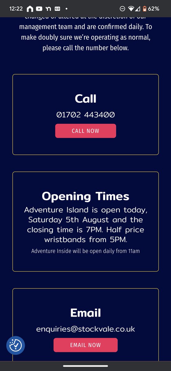 lisajandmarkm's tweet photo. @oracle_essex @Adv_Island Up to 5 hours of fun????? That's not reflected in the opening times. https://t.co/lvq84CICNM